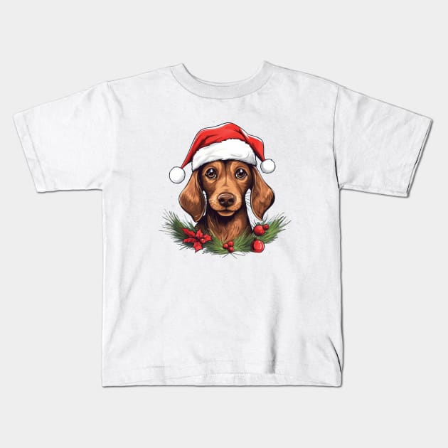 Dachshund  Christmas Kids T-Shirt by MZeeDesigns